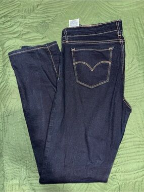 Levi's Dark Blue Straight Leg Jeans with Contrast Stitching